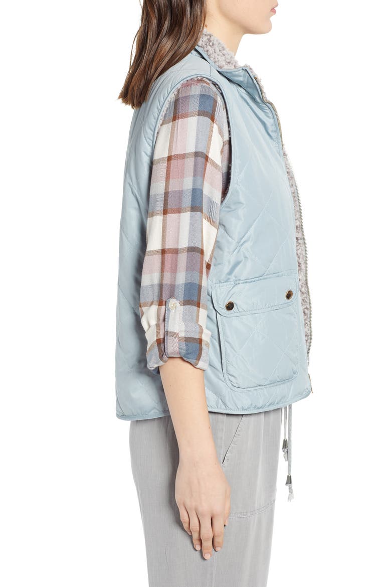 Reversible Fleece Lined Quilted Vest, Alternate, color, NOCTURNAL CREEK