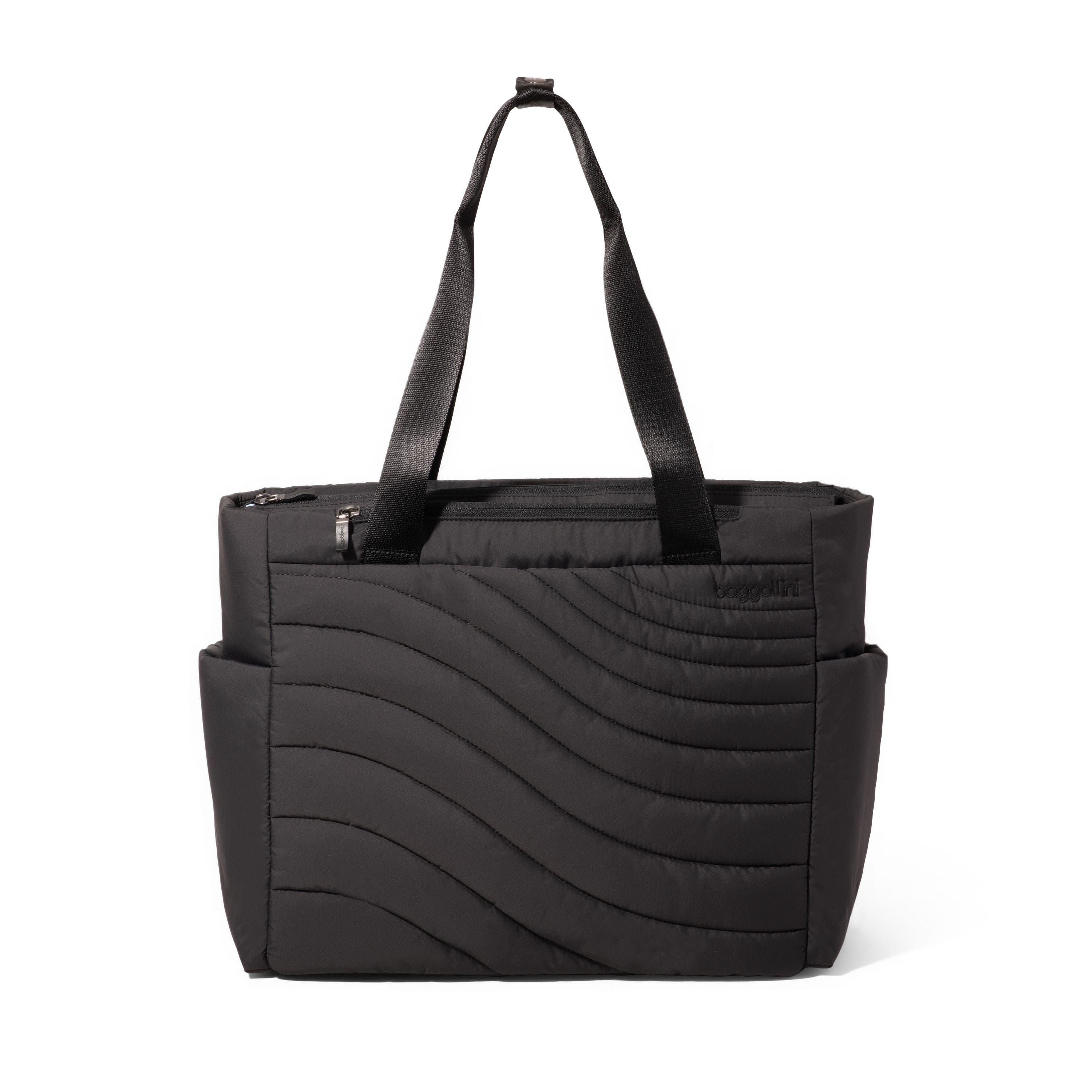 BAGGALLINI Set Wave Tote Bag, Main, color, Black Wave Puff