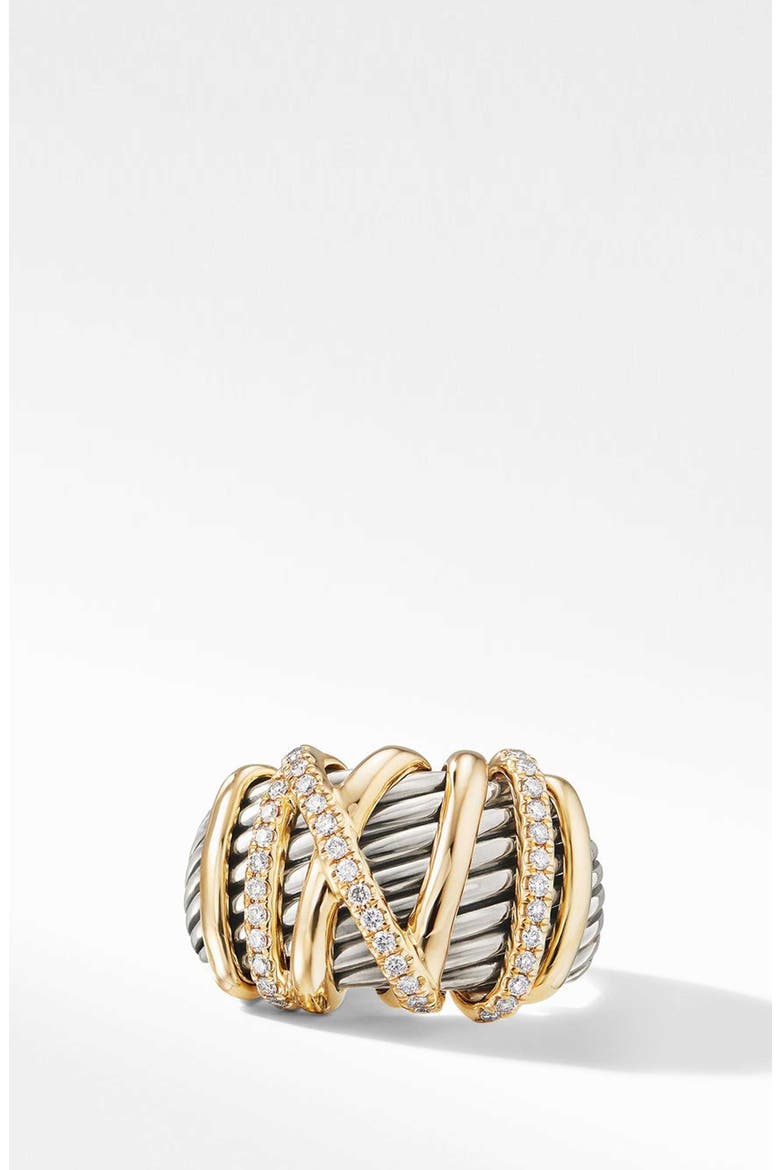 Helena Statement Ring with 18K Gold and Diamonds, Main, color, GOLD/ SILVER/ DIAMOND