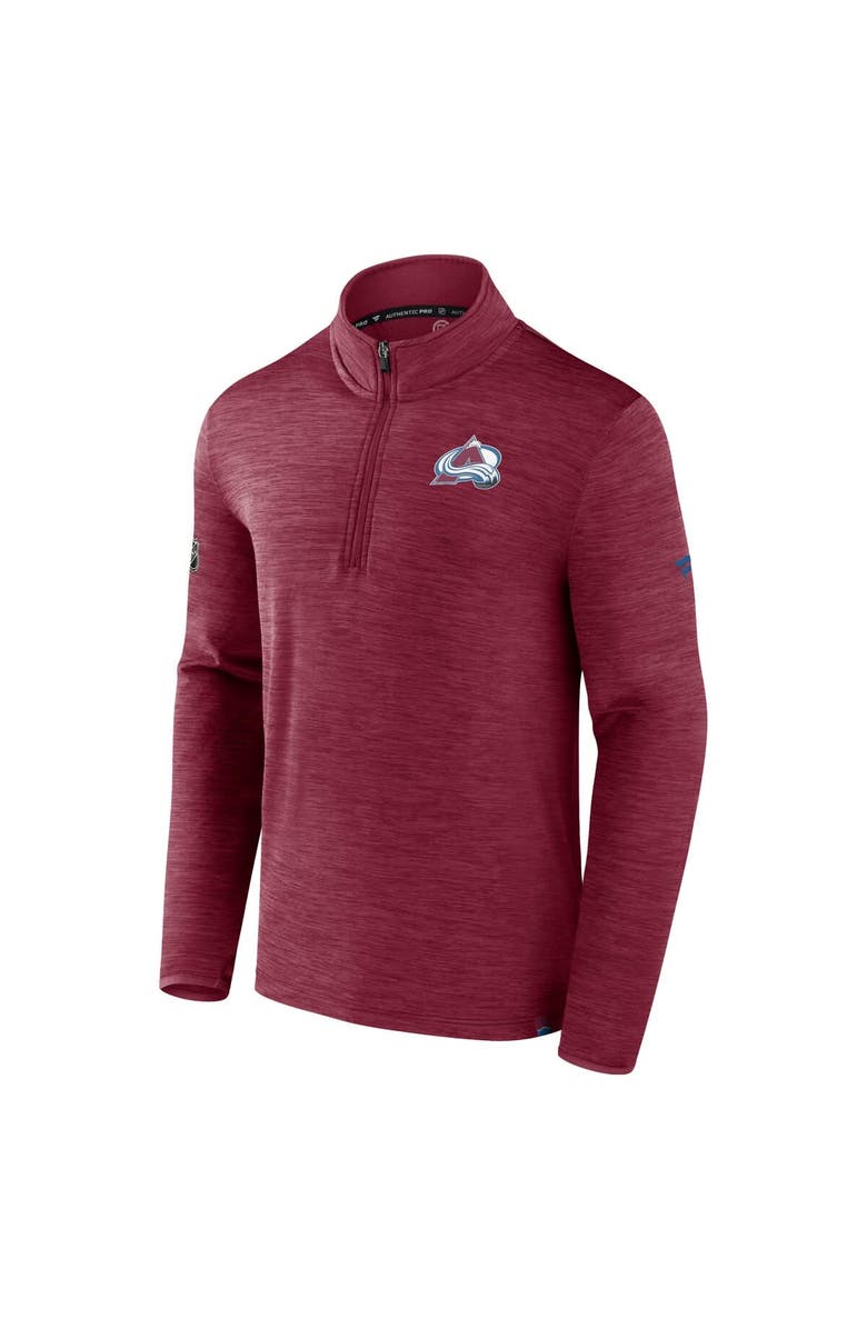 FANATICS Men's Fanatics  Heather Burgundy Colorado Avalanche Authentic Pro Lightweight Quarter-Zip Pullover, Alternate, color, 