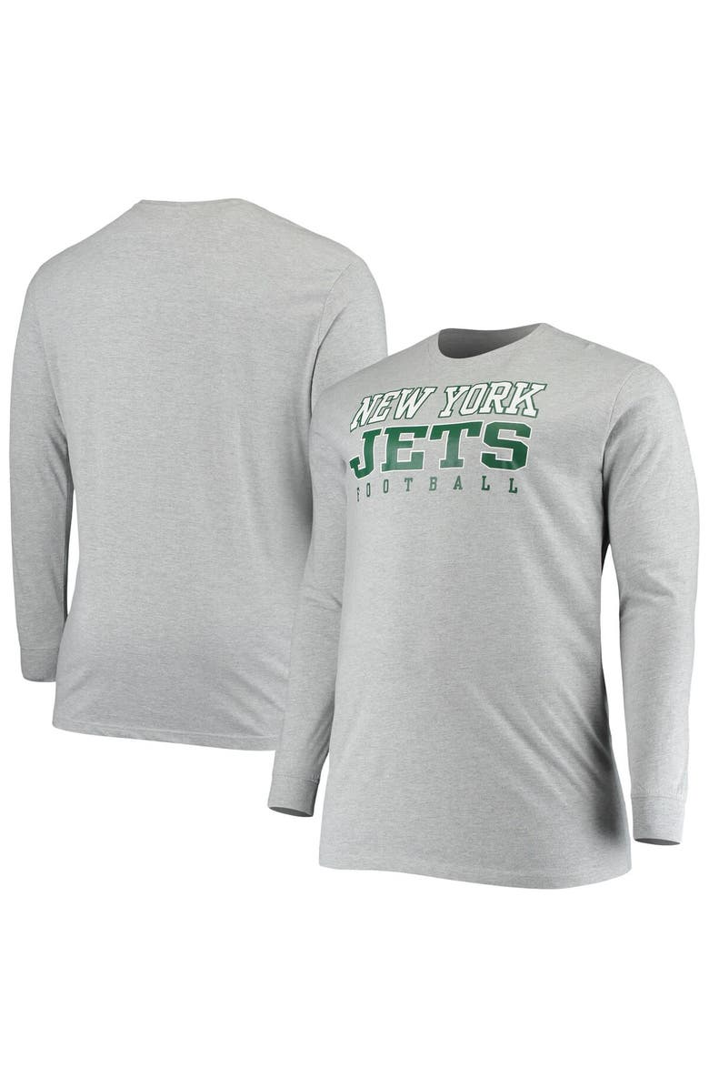 FANATICS Men's Fanatics Branded Heathered Gray New York Jets Big & Tall Practice Long Sleeve T-Shirt, Main, color, 