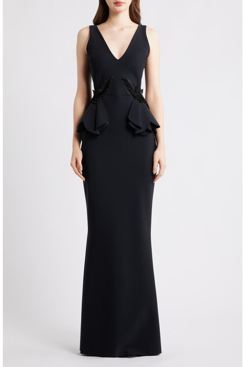 Nawa Sleeveless Mermaid Gown, Main, color, BLACK