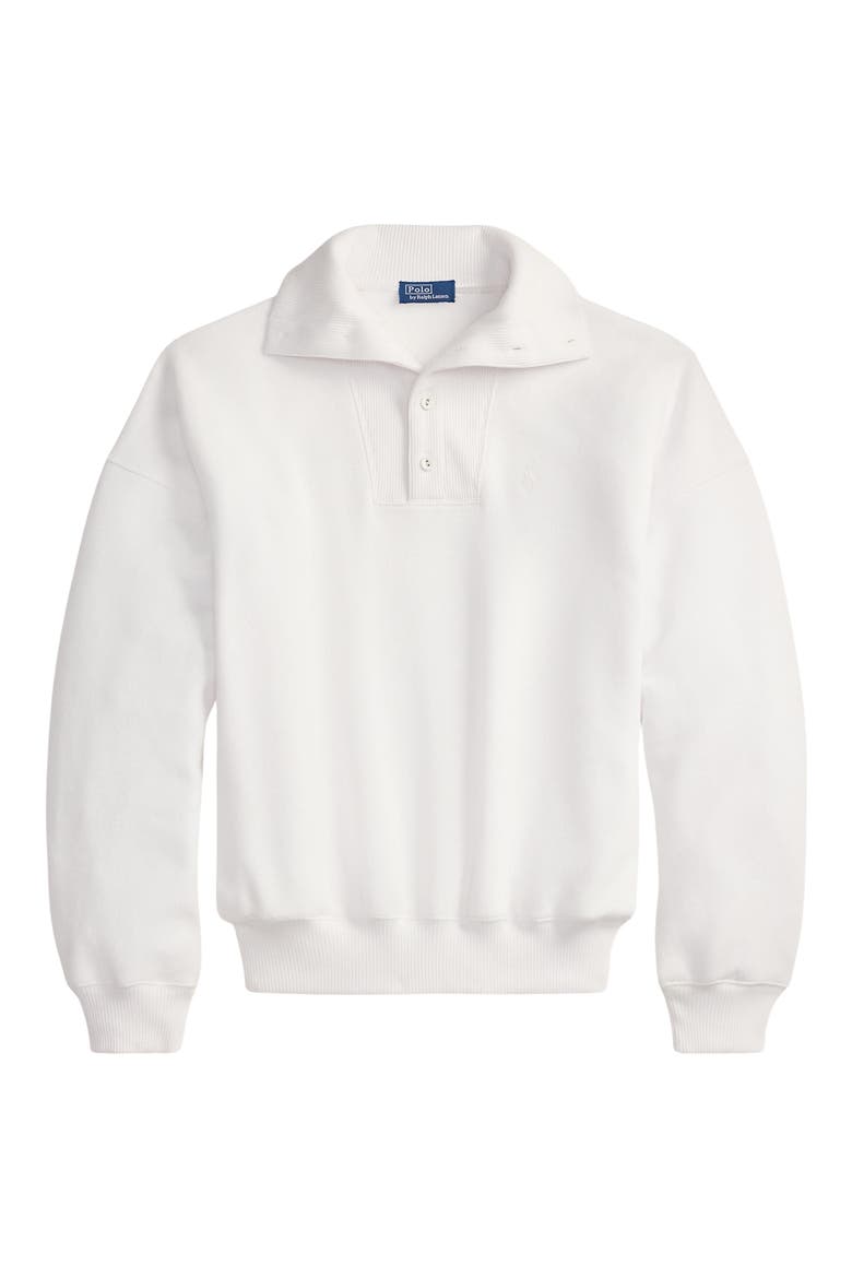 Rib Trim Mock Neck Pullover, Alternate, color, WHITE