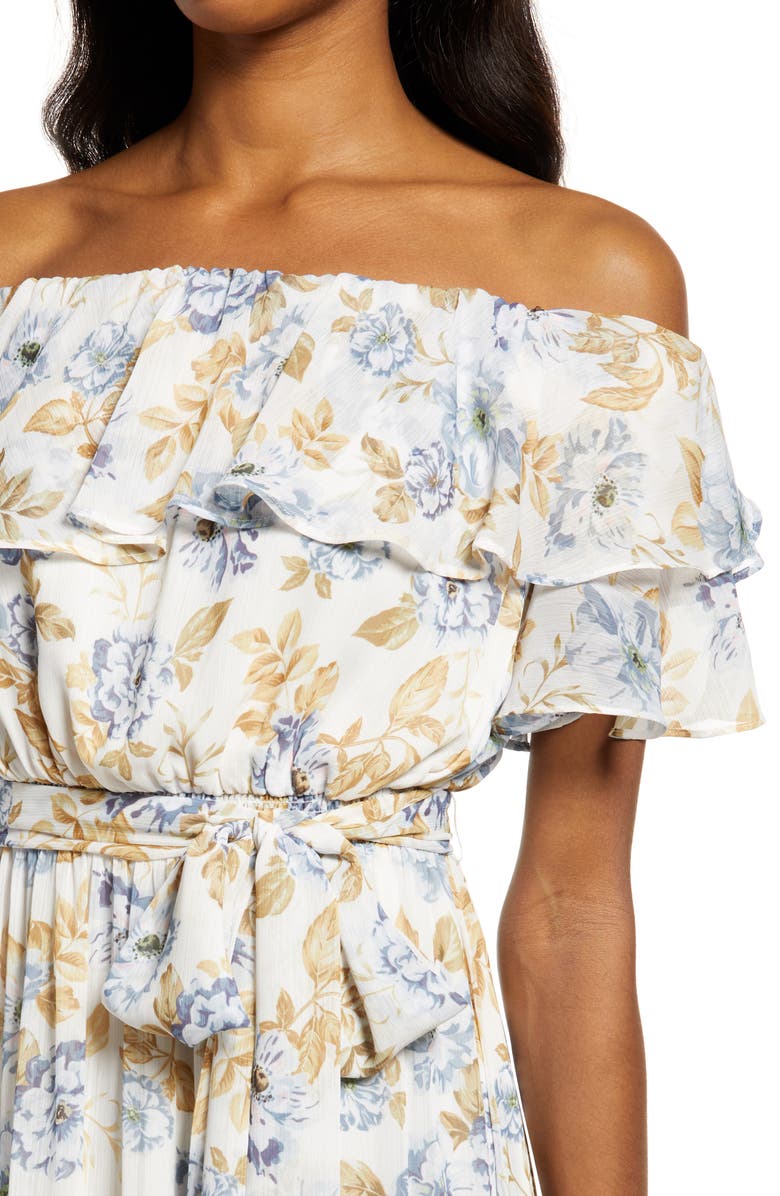 Ever New Eugena Floral Ruffle Off the Shoulder Maxi Dress, Alternate, color, 
