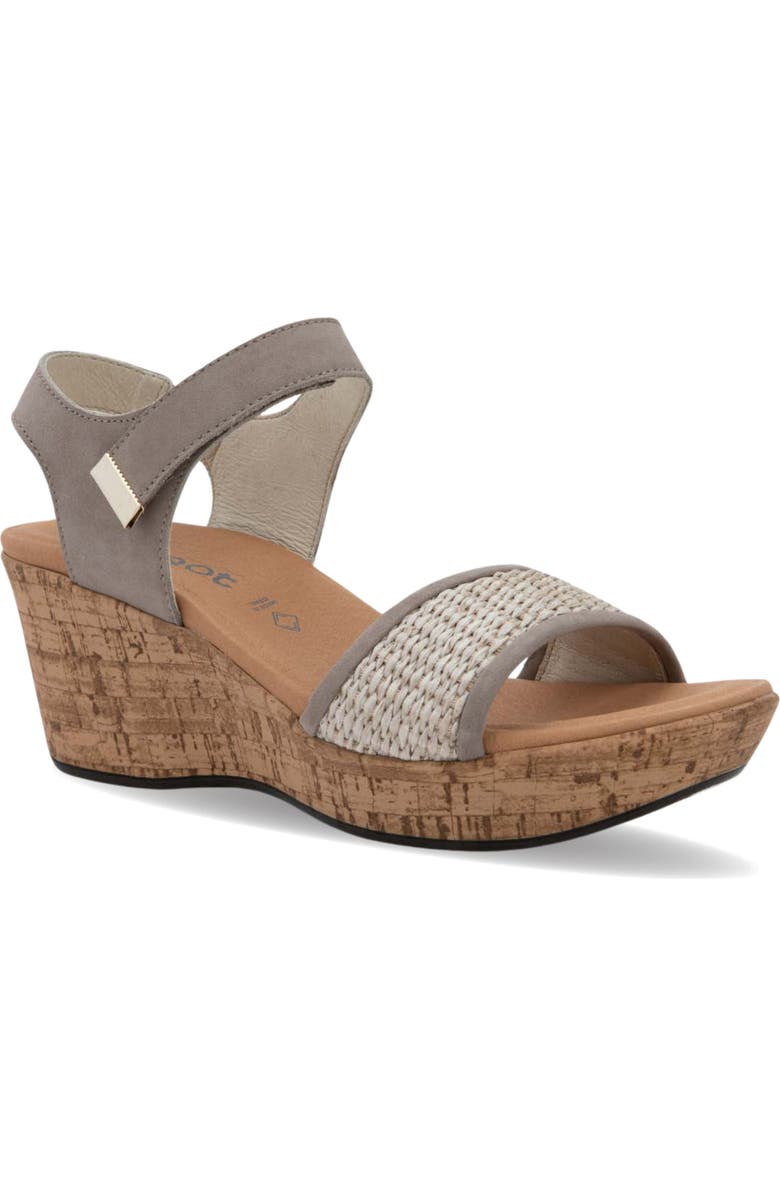 Naot Summer Wedge Sandal, Main, color, Stone Nbk W/ Raffia