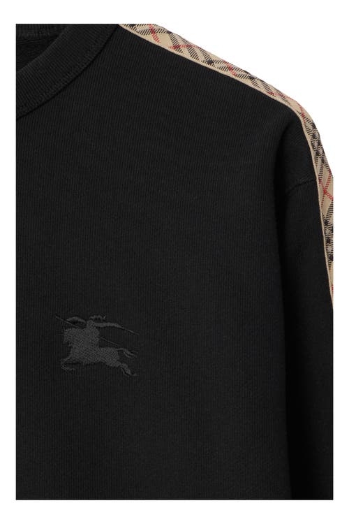 Burberry Check Trim Cotton Sweatshirt In Black