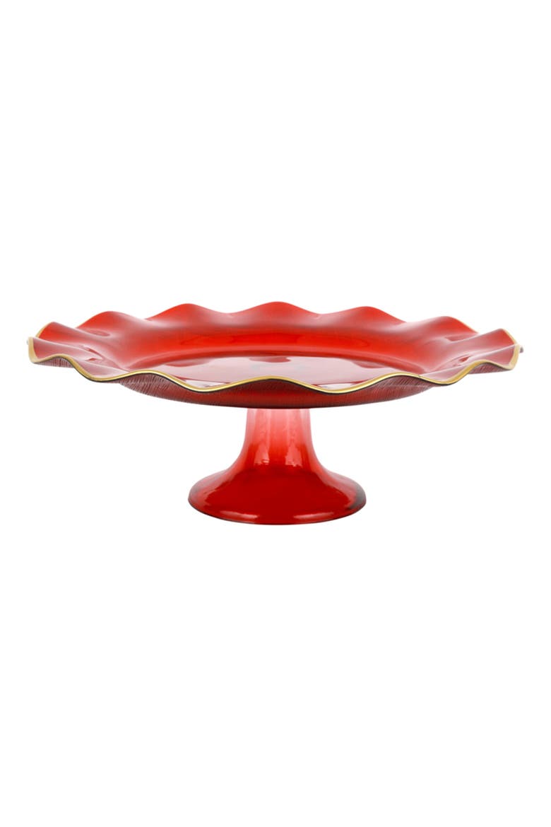 Holiday Glass Cake Stand, Alternate, color, RED