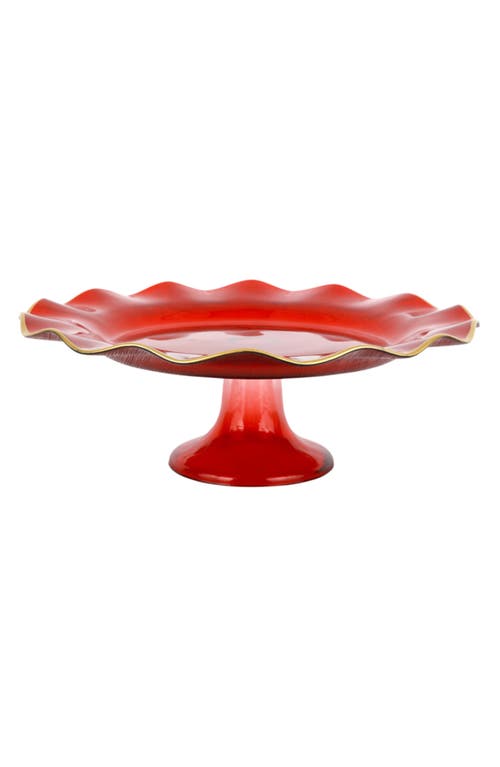 Vietri Holiday Glass Cake Stand In Red