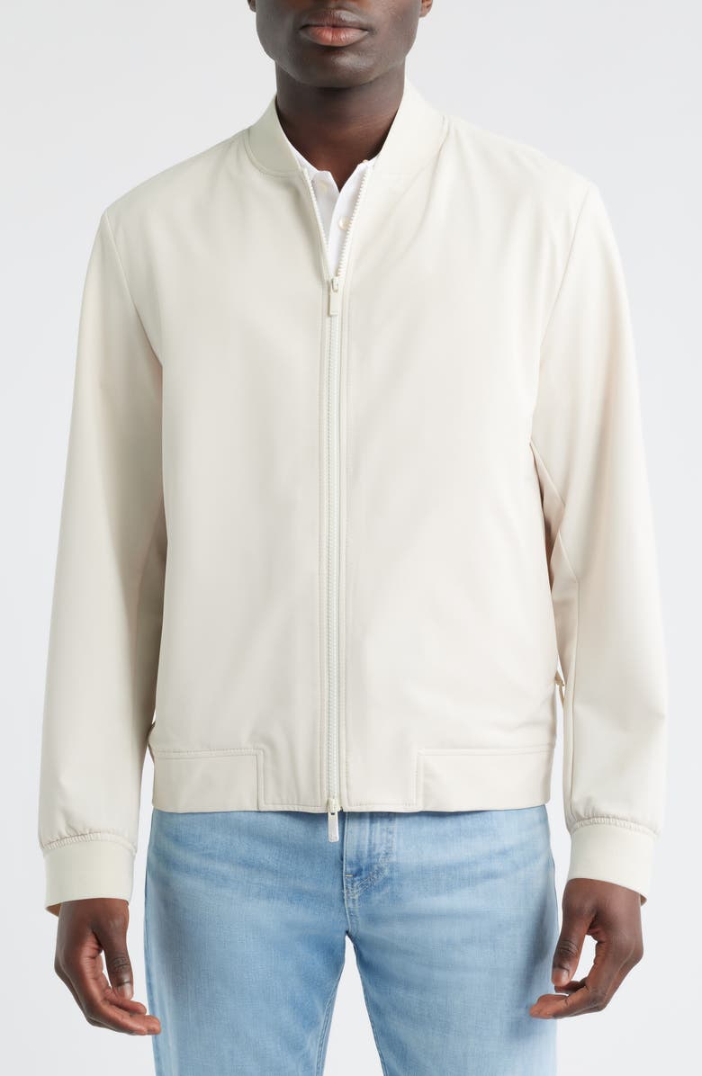BOSS Hanry Slim Fit Bomber Jacket, Alternate, color, Open White