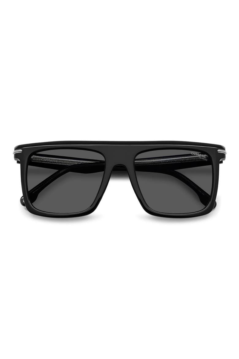 56mm Rectangular Flat Top Sunglasses, Main, color, BLACK RUTHENIUM/ GREY POLAR