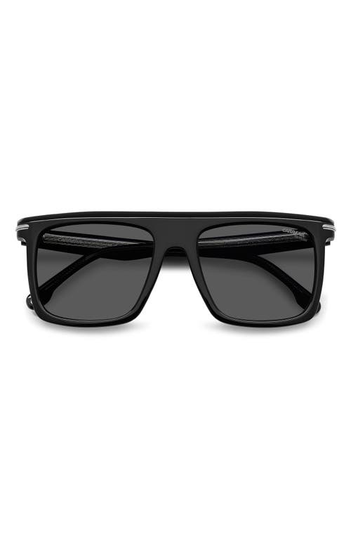 Carrera Eyewear 56mm Rectangular Flat Top Sunglasses In Black Ruthenium/grey Polar