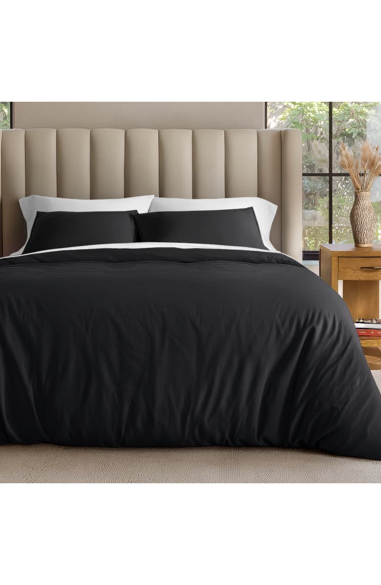 Bare Home Organic Cotton Jersey Duvet Cover & Pillowsham Set, Alternate, color, Black