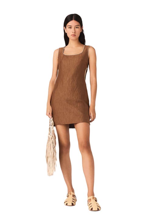 Short linen-blend dress
