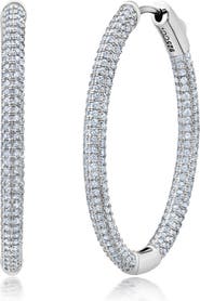 Crislu Pavé Cubic Zirconia Medium Hoop Earrings