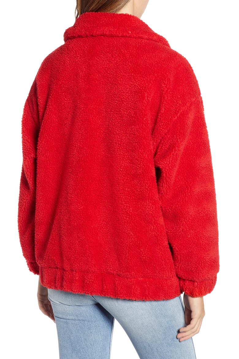 Oversized Fleece Jacket, Alternate, color, RED