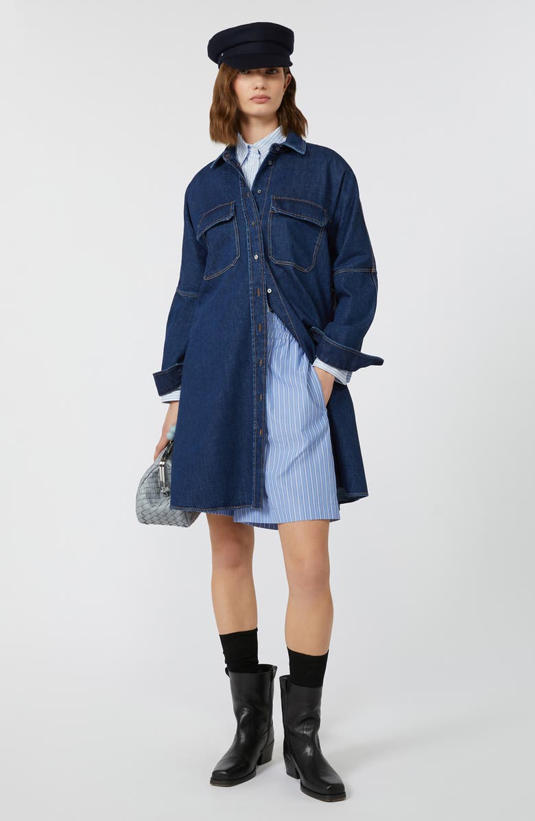 Weekend Max Mara Balenio Long Sleeve Denim Shirtdress, Alternate, color, Navy