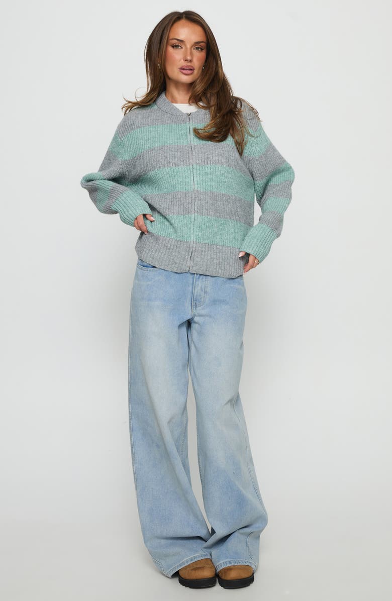 Princess Polly Queena Stripe Zip Cardigan, Alternate, color, 