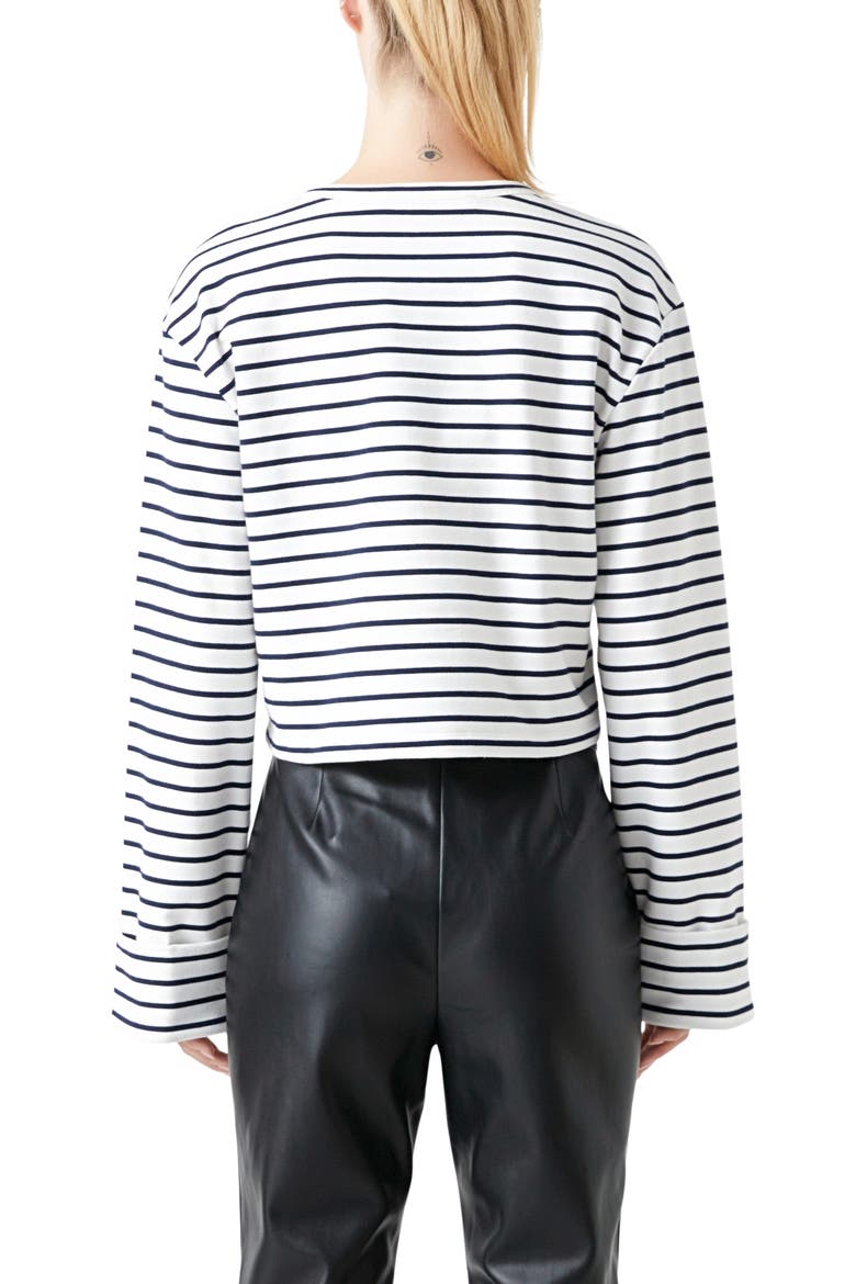 Stripe Crop Top, Alternate, color, WHITE/ NAVY