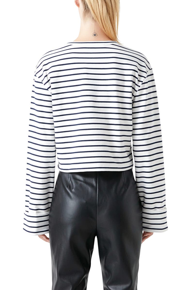 Grey Lab Stripe Crop Top, Alternate, color, White/ Navy