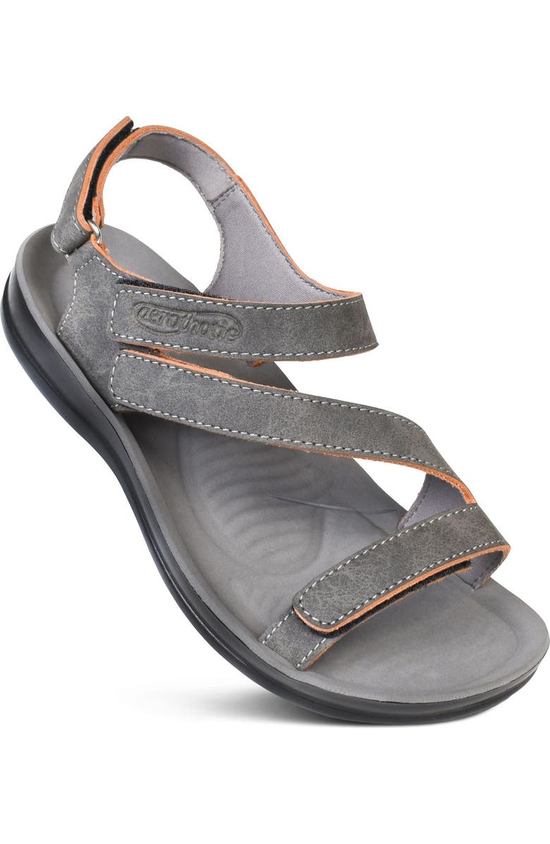 AEROTHOTIC Zion Adjustable Strap Sandal, Alternate, color, Grey