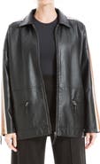 MAX STUDIO Racer Stripe Faux Leather Jacket