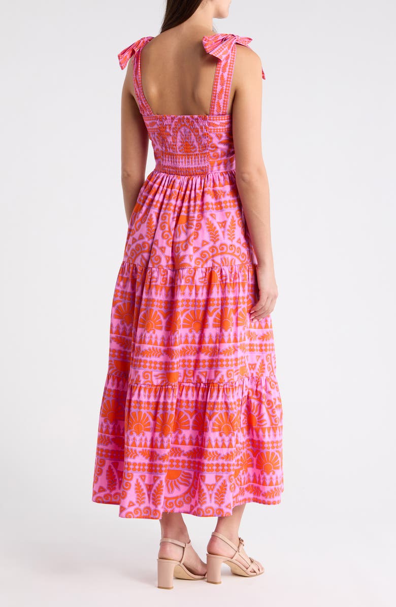 SUGARLIPS Tarie Emely Tiered Cotton Maxi Dress, Alternate, color, Pink-Orange
