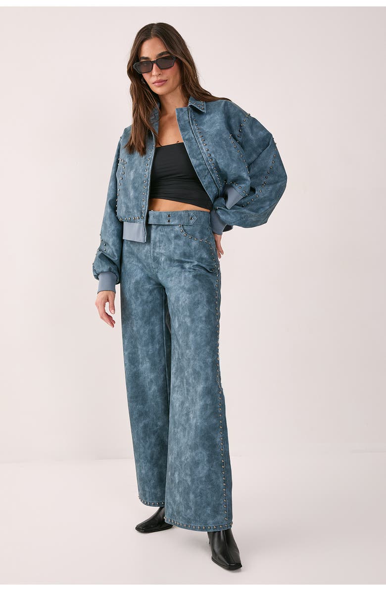 NASTY GAL Studded Detail Belted Trouser, Alternate, color, Blue