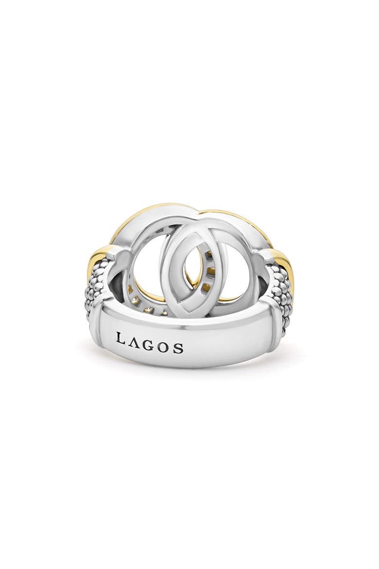 Signature Caviar Interlocking Pavé Diamond Ring, Alternate, color, TWO-TONE