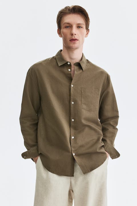 Relaxed-fit linen-blend shirt