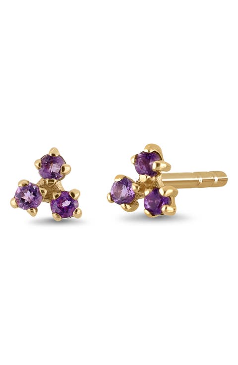 BLC 14K Gold Amethyst Stud Earrings