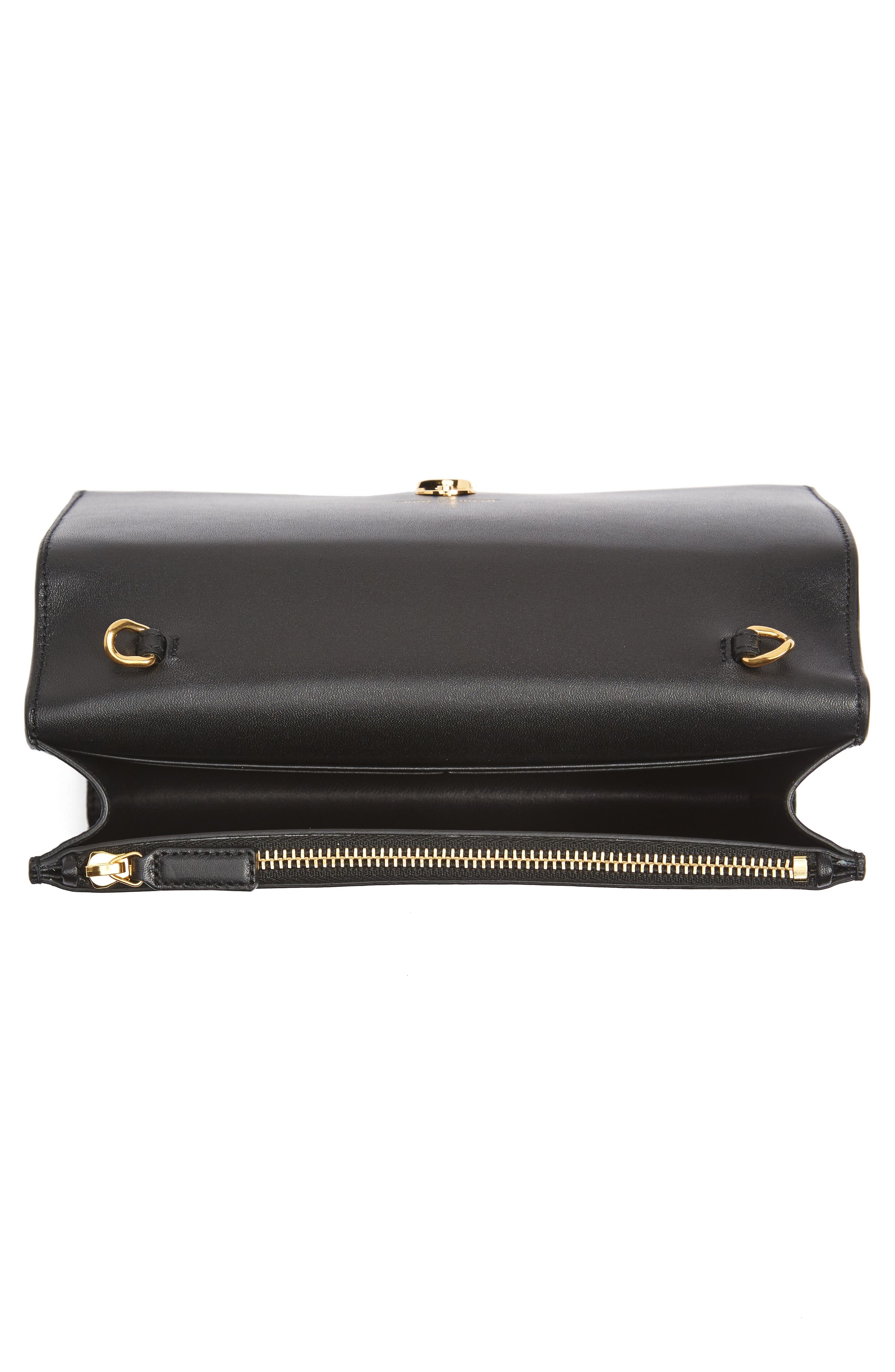 Small Monogram Calfskin Leather Wallet on a Chain, Alternate, color, NERO