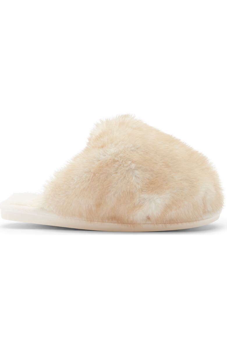 Steve Madden Poof Faux Fur Slipper, Alternate, color, Natural