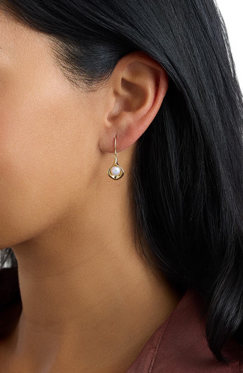 ATHRA LUXE Modern Muse Faux Pearl Drop Earrings, Alternate, color, Gold