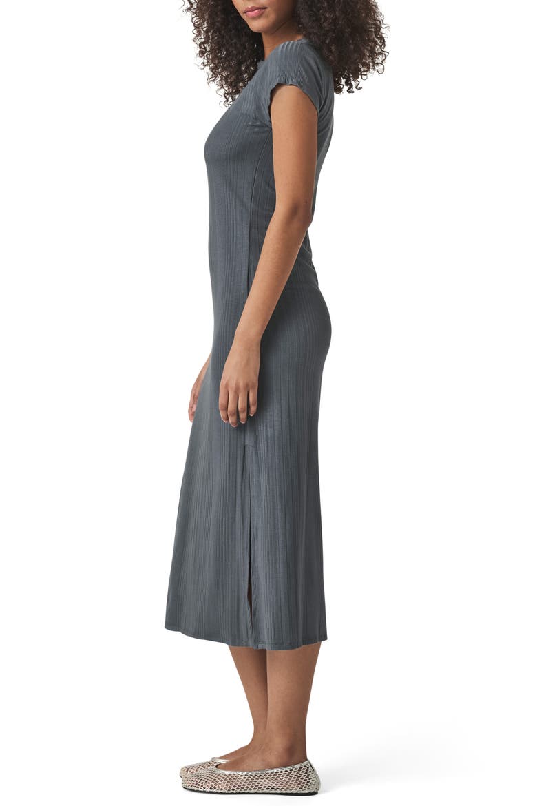 Salma Short Sleeve Rib Midi Dress, Alternate, color, INK