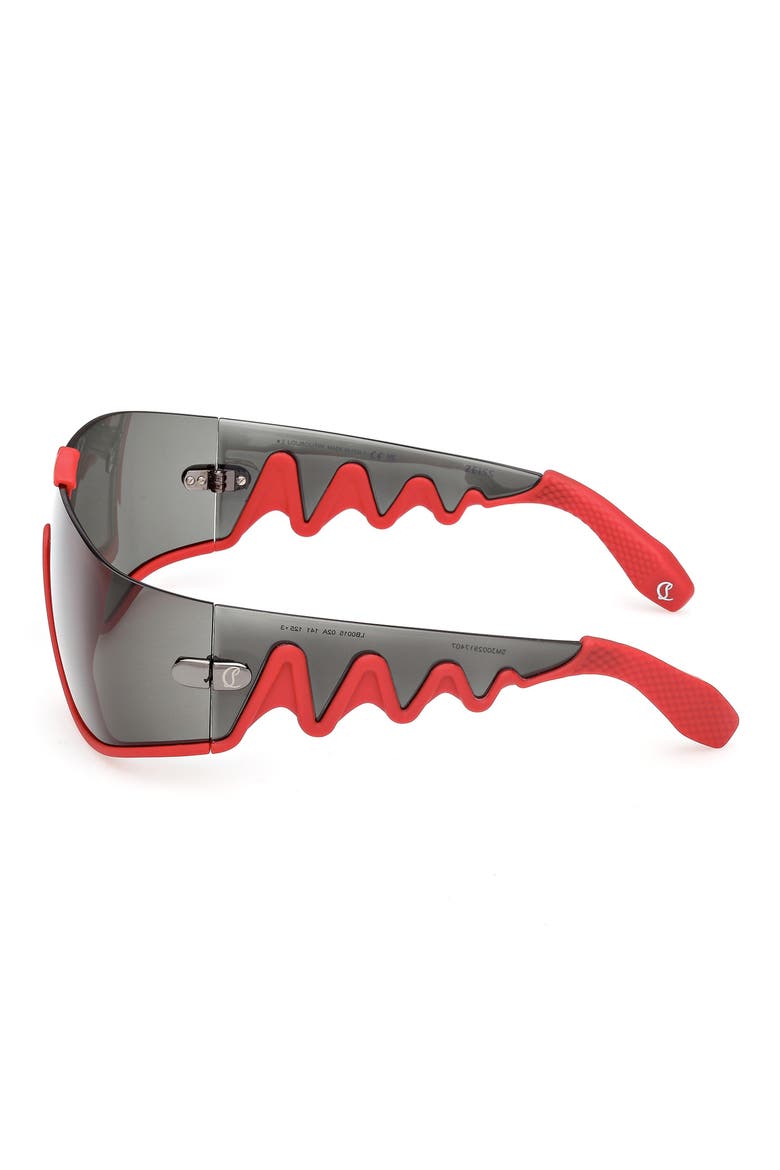 141mm Loubishark Square Shield Sunglasses, Alternate, color, RED FRAME WITH ZEISS LENS IN SMOKE GREY