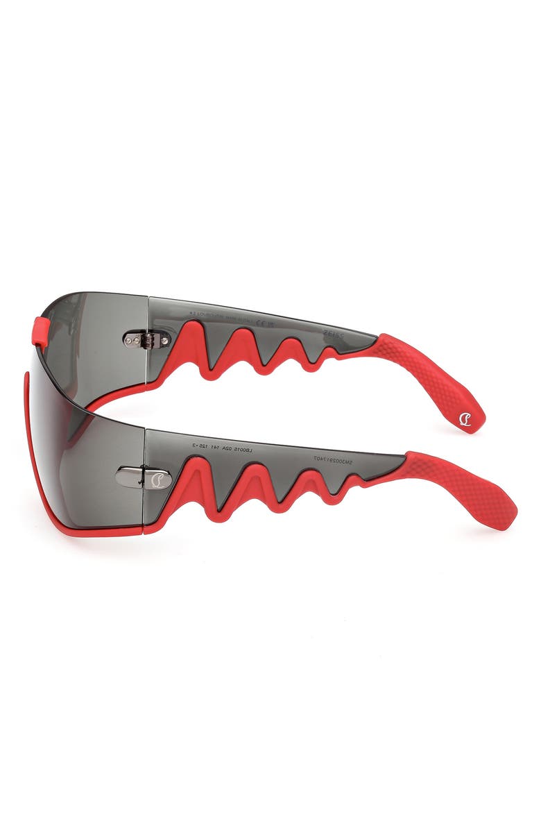 Christian Louboutin 141mm Loubishark Square Shield Sunglasses, Alternate, color, Red/ Smoke Grey