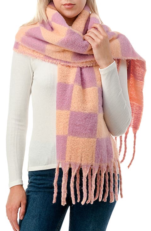 Chunky Check Fringe Scarf
