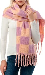 MARCUS ADLER Chunky Check Fringe Scarf