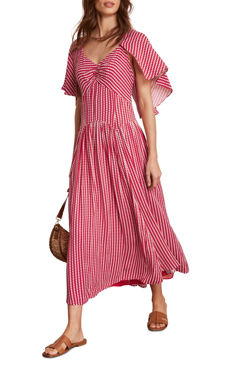 MINT VELVET Print Cape Midi Dress, Alternate, color, Red