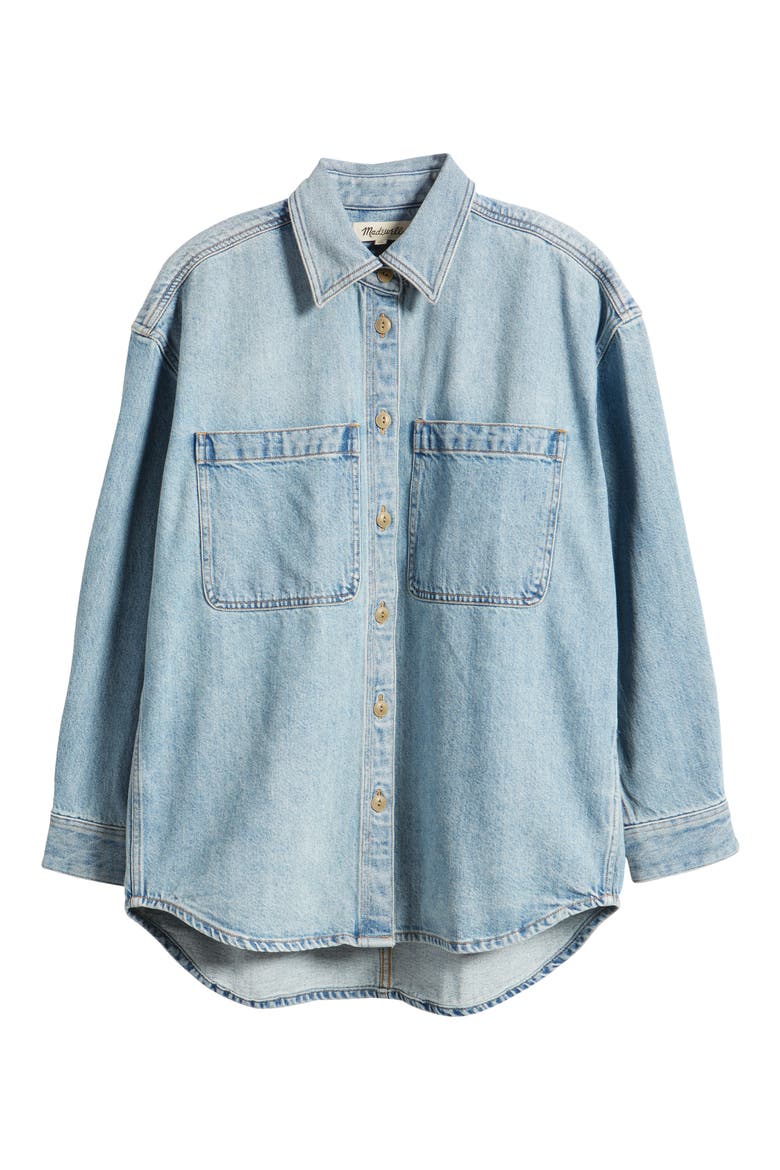 Heavyweight Denim Oversize Button-Up Shirt, Alternate, color, DERUSSEY WASH