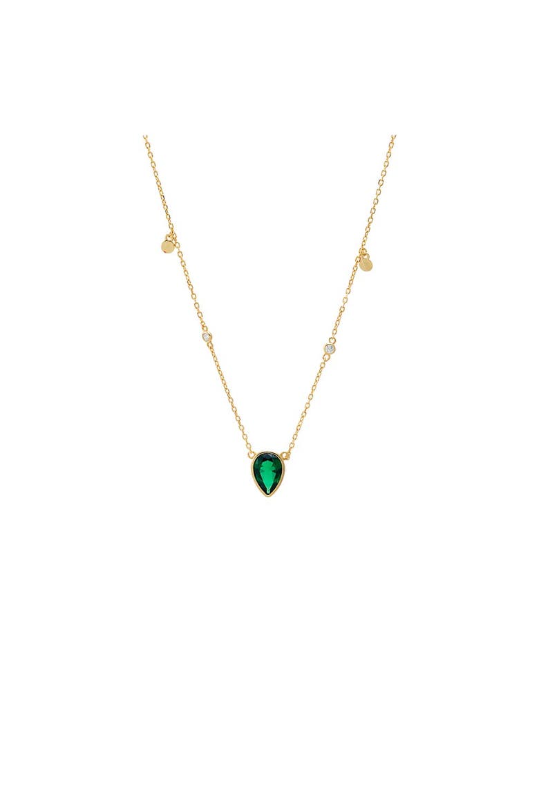 Emerald Green Pear Charmed Chain Necklace, Main, color, Emerald Green