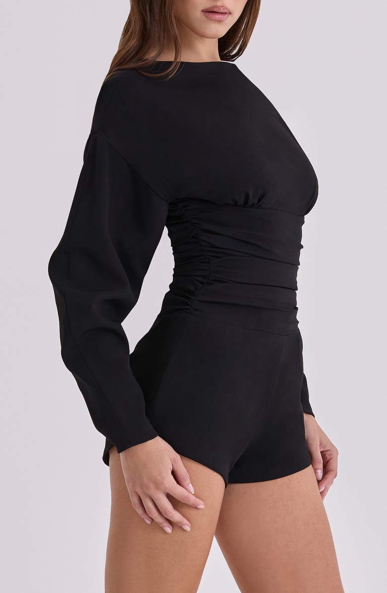 HOUSE OF CB Elisetta Gathered Long Sleeve Romper, Alternate, color, 