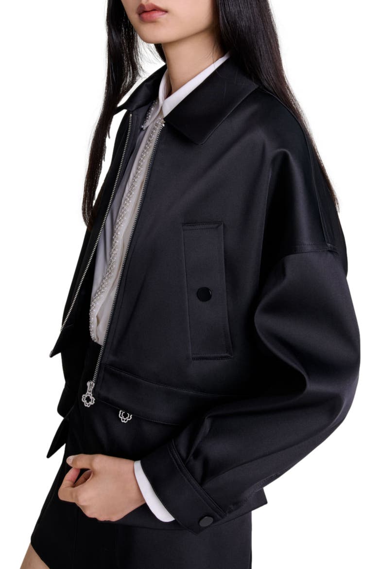 Satin jacket, Alternate, color, Black