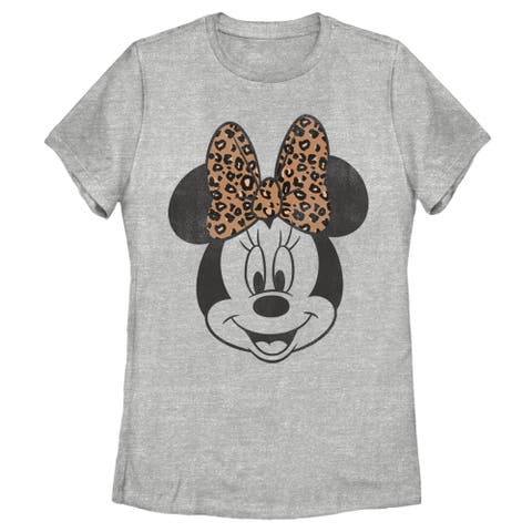Women's Mickey & Friends Minnie Mouse Cheetah Print Bow  Graphic T-Shirt