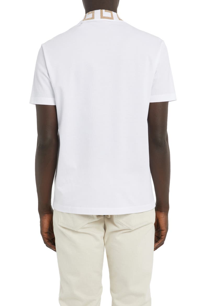 Metallic Greca Collar Piqué Polo, Alternate, color, 1W000-OPTICAL WHITE