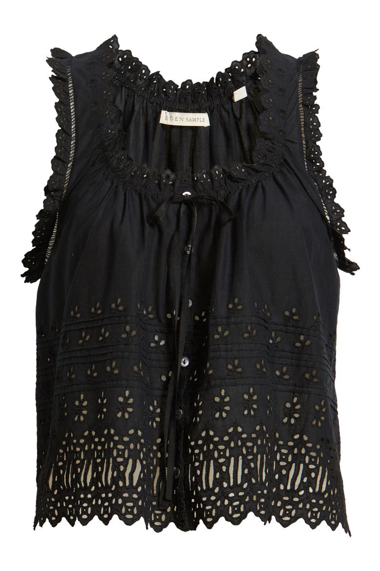 Toussine Sleeveless Eyelet Top, Alternate, color, BLACK