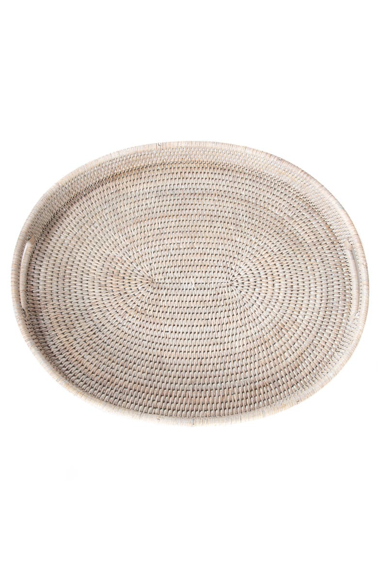 Artifacts Trading Company<sup>™</sup> Artifacts Rattan Oval Tray With Cutout Handles, Alternate, color, White Wash