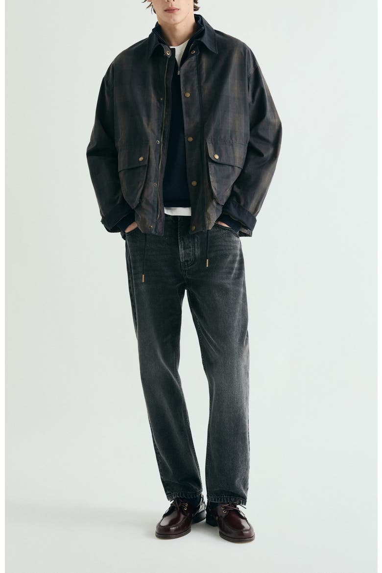 Striped Printed Oxford Shirt, Alternate, color, Navycheck