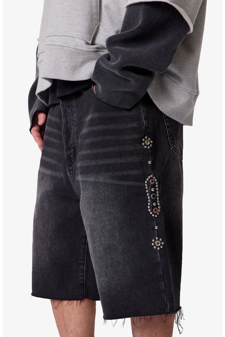 Baggy Mojave Embellished Cutoff Denim Shorts, Alternate, color, BLACK