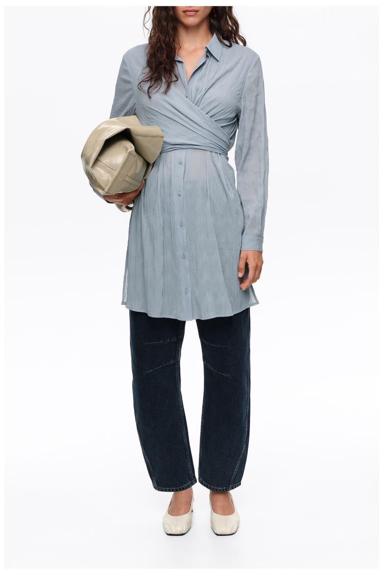 Pleated Long Shirt, Alternate, color, LIGHT BLUE